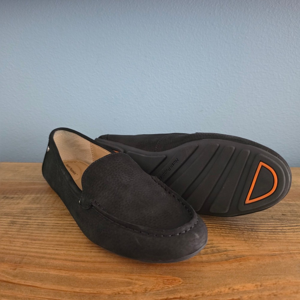 Hush Puppies Womens Ozzie Loafer‎ Black Nubuck Leather Flats Size 9.5M